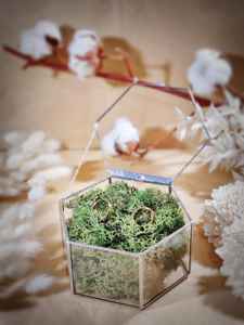 Boîte à bijoux en verre de forme hexagonale de la meilleure qualité avec cadre en argent, parfaite pour ranger bagues, colliers et accessoires fins - Product Image 2