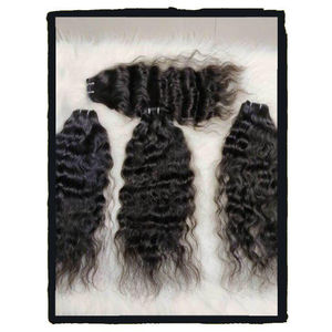 Extensions de cheveux humains bouclés naturels de Temple Prix de gros 100% cheveux indiens bruts non transformés à un seul donneur vierges à cuticule alignée - Product Image 1