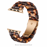 Bracelet de remplacement pour montre connectée en résine écaille de tortue et acier inoxydable, avec fermoir papillon réglable, pour la vente en gros et l'OEM
