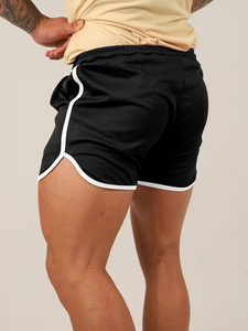 Shorts de sport confortables pour hommes couleur unie coupe ample lettre décontractée Shorts imprimés Polyester Short de sport en maille vierge pour hommes - Product Image 2