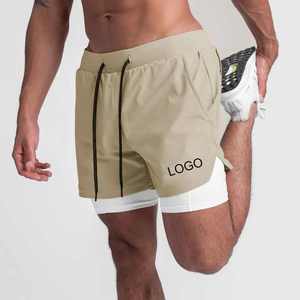 Pantalones cortos de entrenamiento atléticos de gimnasio de secado rápido para hombres Pantalones cortos calientes 2 en 1 para hombres Casual con bolsillos para teléfono - Product Image 5