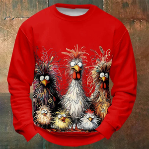 Sudaderas con estampado de pollo divertido para hombre, moda Primavera Otoño, manga larga, jerséis con estampado de animales en 3D, sudaderas holgadas con cuello redondo - Product Image 2