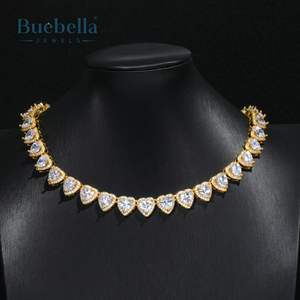 Offre Spéciale 925 Sterling Silver 10mm Iced Heart Cluster Tennis Chaîne Ras Du Cou Colliers Moissanite Bijoux pour Femmes - Product Image 3