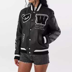 Chaqueta universitaria de satén corta para mujer, fácil de usar, precio al por mayor, venta de artículos en línea, chaquetas universitarias de satén corta para mujer - Product Image 3