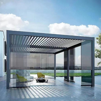 Gazebo en aluminium avec revêtement en poudre, toit à lamelles imperméable avec système de drainage intégré pour la protection contre la pluie dans les jardins et sur les balcons