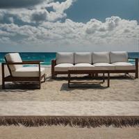 Fauteuil de salon modulable 1 place en bois de teck design moderne pour hôtel patio jardin piscine terrasse pour ensemble de canapé