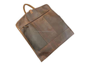 Real Handmade High Quality Full Grain Leather Brown Suit Carrier <b>Garment</b> Cover Personalized Leather Groom Present Suit Cases - Product Image 6