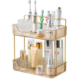 Estante de almacenamiento de baño de lujo, estante de encimera, bandeja de tocador, soporte de esquina, organizador de cosméticos, organizador de maquillaje giratorio 360 - Product Image 3