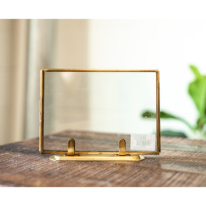 กรอบรูปทำจากทองเหลืองและกระจกสองชั้นพร้อมขาตั้งโลหะสำหรับตกแต่งบ้าน - Product Image 3