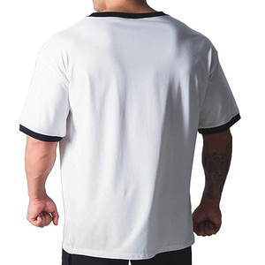 OEM personnalisé solide t-shirt surdimensionné col rond goutte épaule Streetwear lourd coton vintage délavé t-shirt pour hommes - Product Image 3