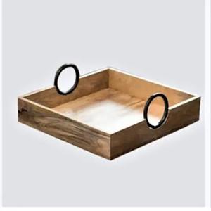 Bandeja de servicio de madera de mango hecha a mano de primera calidad, decoración India pulida Natural para el hogar, Metal ecológico para restaurante de Hotel - Product Image 2