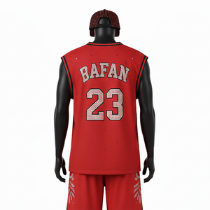 Camiseta de Baloncesto para Mujer, Ligera, Transpirable, de Malla de Poliéster, Roja, sin Mangas, con Diseño de Ribete, Logotipo Personalizado, Algodón - Product Image 2