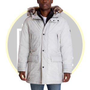 Veste parka d'hiver matelassée pour hommes avec capuche en fausse fourrure Vêtements d'extérieur isolés lourds pour l'extérieur par temps froid - Product Image 2