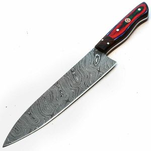 มีดเชฟครัวแบบมืออาชีพด้ามจับไม้แข็งทำจากเหล็กดามัสกัสแบบสั่งทำ100% โลโก้ได้ - Product Image 2