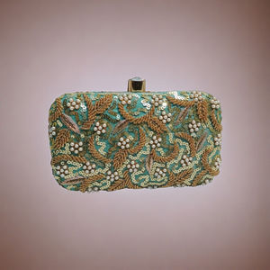 Handmade Vintage Ladies Pearl Evening Bag Customized Bohemian Fashion Clutch Cover Encrusted Bead Embroidery for Banquets - Product Image 1