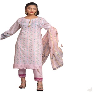 HAMMAD ARTS Elegante Conjunto de Salwar Kameez sin Coser para Mujer con Diseño de Pollo Kari, Estilo Indio-Pakistaní, Dupatta Estampada y Pantalones de Algodón Lawn - Product Image 1