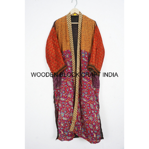 Robe Kimono vintage en soie japonaise pour femmes Kimono long tricoté à motif floral bohème élégant pour l'été - Product Image 5