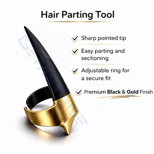 Anillo curvo para separar el cabello, agujas de gancho de acero inoxidable, divisor de secciones de cabello duradero y reutilizable, para trenzas y extensiones. - Product Image 6