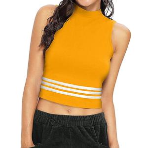 Camiseta de manga corta a rayas para mujer, ropa de punto 100% de algodón estampada, OEM, personalizada, nueva moda - Product Image 2