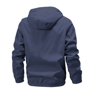 Logo personnalisé OEM Design Vintage Veste d'hiver à manches longues de couleur unie pourpre bleu pour hommes avec braguette à fermeture éclair et capuche de BD - Product Image 2