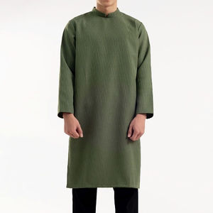 TST 19194.1 AO DAI moderne pour homme, tissu en toile texturée de qualité supérieure, coupe décontractée, long design traditionnel vietnamien - Product Image 2