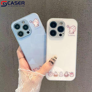 Cartone animato specchio coniglio metallizzato <span class=keywords><strong>laccato</strong></span> vetro temperato verniciato guscio del telefono cellulare per iphone 16 15 14 Plus13 Pro Promax - Product Image 4