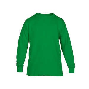 Alta calidad liso manga larga ajuste Regular algodón sensación transpirable antiarrugas cuello redondo Unisex ropa para jóvenes camisetas - Product Image 6
