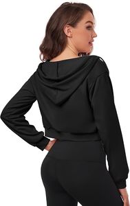 Alta calidad OEM Logo Último diseño Lady Pullover Hoodies Mujeres Top corto de manga larga - Product Image 2