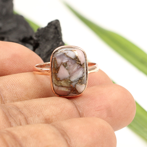 Dernier design, bague fine en argent sterling 925, opale rose, coquille d'ormeau en cuivre, pierre précieuse, 10x14 mm, coussin, éternité, plaqué or vermeil - Product Image 1