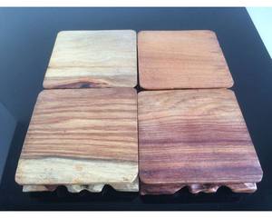 Factory Supply Customizable Bamboo Coasters with Holder Acacia Drink Tea Mats & Pads Custom Shape and Size for Home and Office - Product Image 5