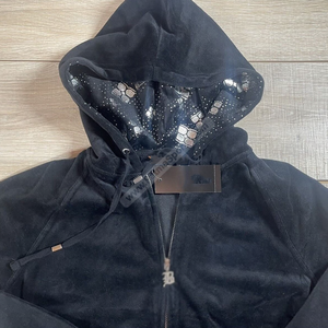 Survêtements noirs à capuche personnalisés avec strass, confortables, qualité professionnelle, grandes tailles, vêtements de sport d'hiver avec votre propre design - Product Image 5