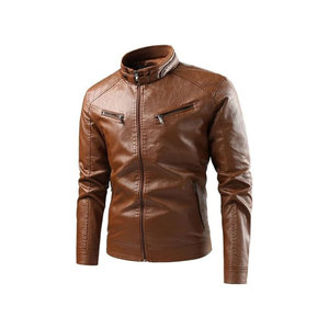 Chaqueta de Cuero Casual con Cuello para Motocicleta para Hombre - Product Image 5