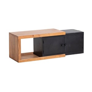 Table basse moderne unique 2026, fabriquée en métal noir et en bois d'acacia foncé, design audacieux et magnifique pour la maison - Product Image 4