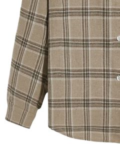 Chemise en flanelle à carreaux marron kaki pour homme, personnalisée par le fabricant, boutonnée, à manches longues, décontractée, à double poche poitrine, douce et confortable - Product Image 5