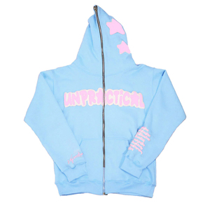 Sudaderas con capucha personalizadas con cremallera completa para hombre, color sólido, estampado personalizado de soplo, forro polar de algodón OEM, sudaderas con cremallera Unisex, estilo callejero - Product Image 1