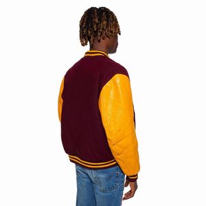 Vestes de Baseball pour hommes, vente en gros, manches côtelées avec broderie, Design personnalisé, vêtements d'hiver, vestes d'université - Product Image 3