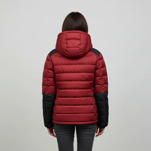 Chaquetas Acolchadas para Mujer, Color Rojo Sólido, Venta Directa de Fábrica, Tela Transpirable de Alta Calidad, Capucha Desmontable, Ajuste Holgado, Chaqueta de Invierno - Product Image 5