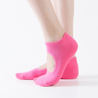 Chaussettes de yoga sans dos en coton peigné pour femmes, chaussettes antidérapantes pour la danse, le yoga, le pilates professionnel, l'exercice physique