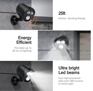 Projecteur LED sans fil au design unique, résistant aux intempéries IP60, pour garages, entrées, terrasses, porches, abris, clôtures - Product Image 6
