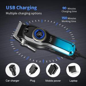 Kit de coupe de cheveux électrique sans fil professionnel pour hommes, tondeuses en acier inoxydable et ensemble de tondeuses corporelles, écran LED, alimentation par batterie - Product Image 5