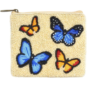 Handcrafted Seed Bead Embroidery Butterfly Design Custom Logo <b>Coin</b> <b>Purses</b> Unique Beaded Embroidered Star Pattern <b>Wallet</b> - Product Image 3