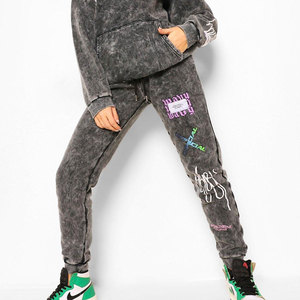 Ensemble de survêtement unisexe délavé à l'acide survêtement d'hiver lourd personnalisé pantalon de survêtement à capuche vintage logo de haute qualité coupe-vent respirant - Product Image 6