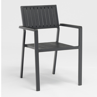 Ensemble de mobilier de jardin contemporain noir, table et chaises en plastique, bois et aluminium, pour terrasse, pelouse, extérieur, hôtel, 6 places, ensemble de salle à manger