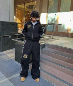 Sudadera con capucha pesado de algodón con estampado gráfico de gran tamaño vintage estilo de calle de talla grande para hombres - Product Image 6