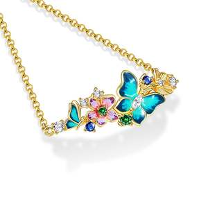 สร้อยข้อมือแฟชั่นรูปผีเสื้อเคลือบสีลายดอกไม้ Jeulia - Product Image 3