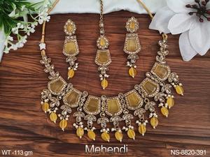 Ensemble de bijoux de créateur, bijoux anciens, poli Mehendi, belle tenue de fête, Design, perles, collier ras du cou Antique, ensembles de bijoux - Product Image 5