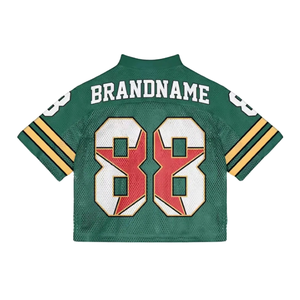 Top corto cuadrado personalizado, camisetas deportivas de fútbol americano, camiseta de rugby transpirable de malla retro suelta - Product Image 4