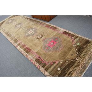 พรมตุรกีขนาด 4.1x14.1 ฟุต, พรมวินเทจแบบยาว, พรมสีน้ำตาลชมพูสไตล์ตะวันตกเฉียงใต้ - Product Image 4