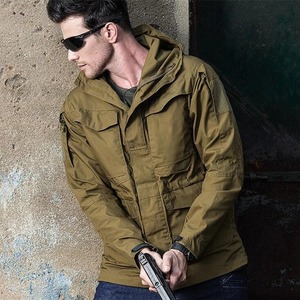 Básicos, algodón mezclado táctico al aire libre uniforme impermeable Softshell chaqueta de caza sudaderas con capucha para hombre, 100% algodón - Product Image 2