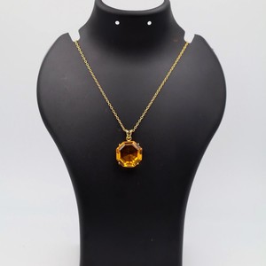 Elegant Lab <b>Citrine</b> Gemstone <b>Pendant</b> in Brass with Dual Gold and Silver Plating for Wholesale Buyers - Product Image 1